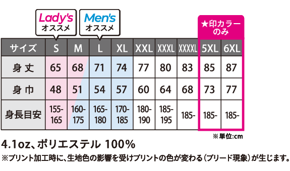 アスレチックTシャツのサイズ：S、M、L、XL、XXL、XXXL、XXXXL、5XL、6XL